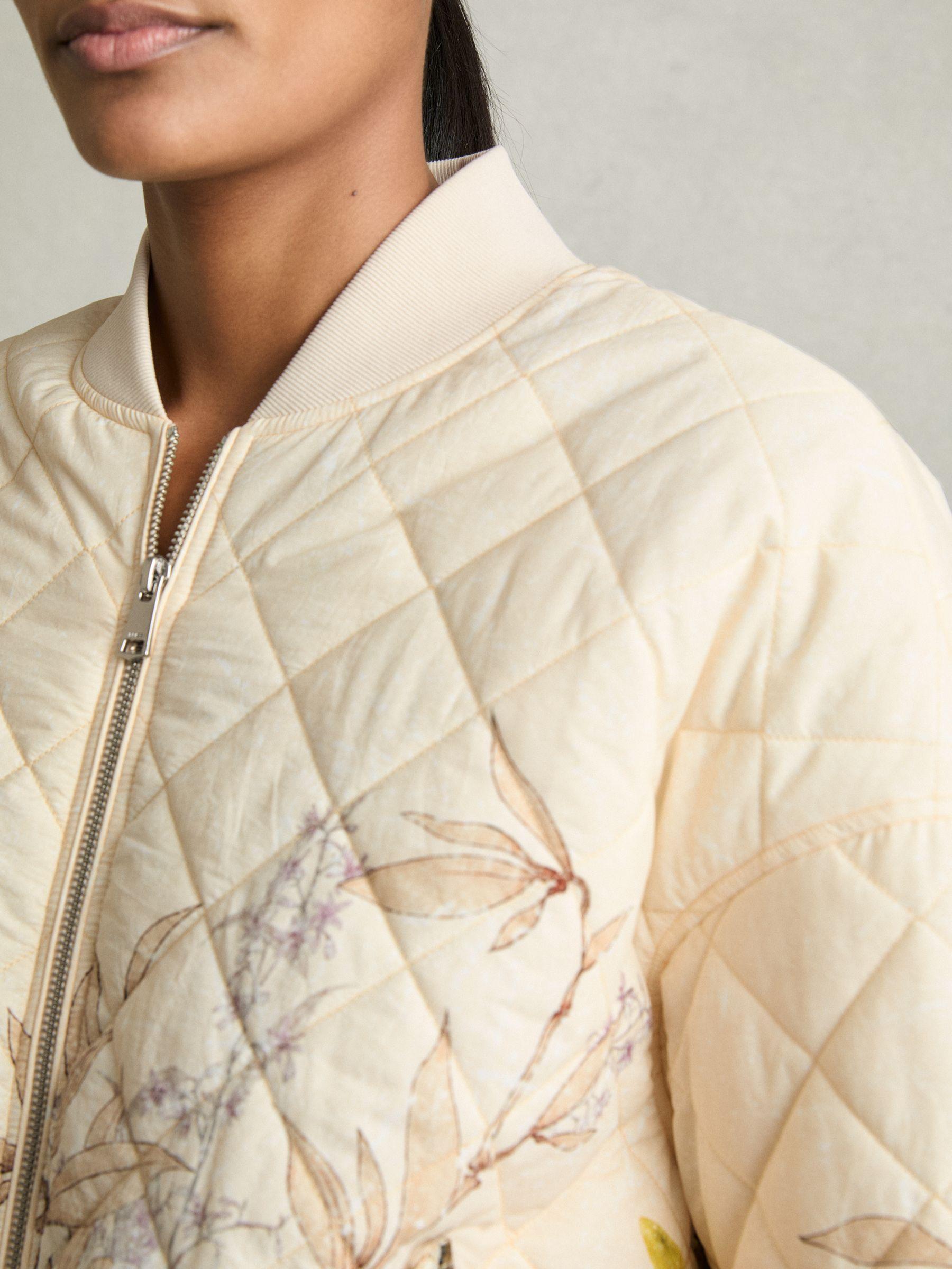 Quilted Printed Bomber Jacket in Pink Print Product Image