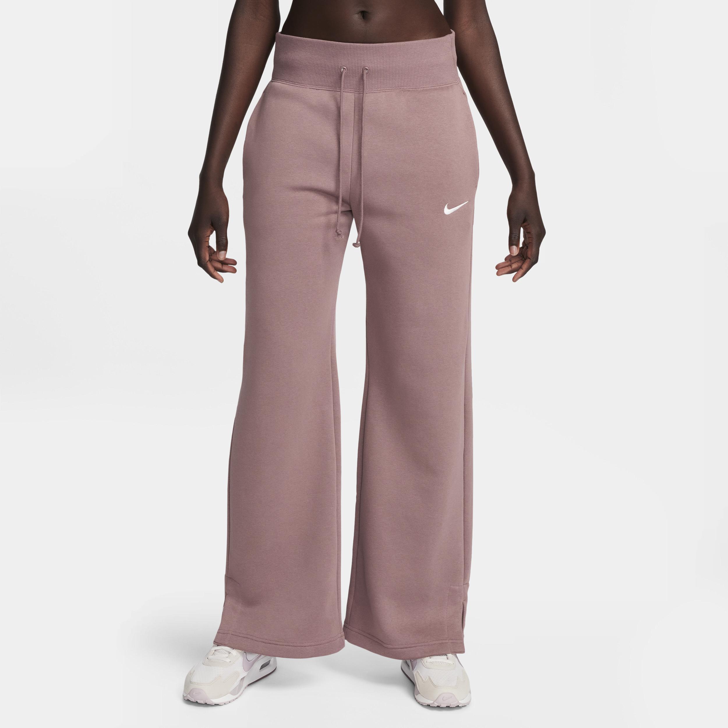 Nike Womens Phoenix High Rise Wide Pants - White/Pink Product Image