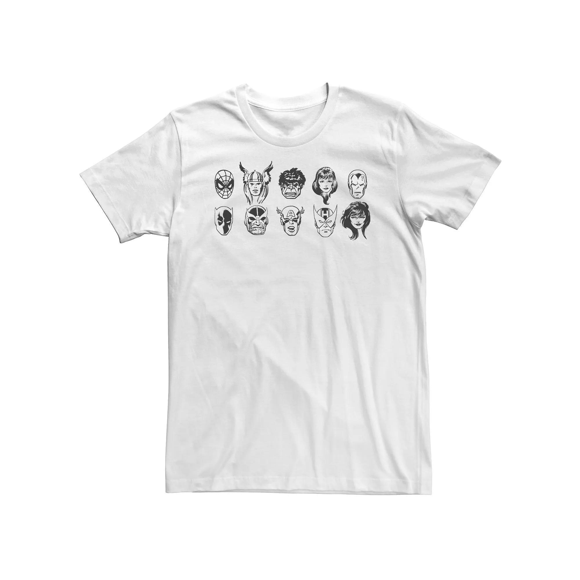 Big & Tall Marvel Character Lineup Heads Sketch Tee, Men's,  Product Image