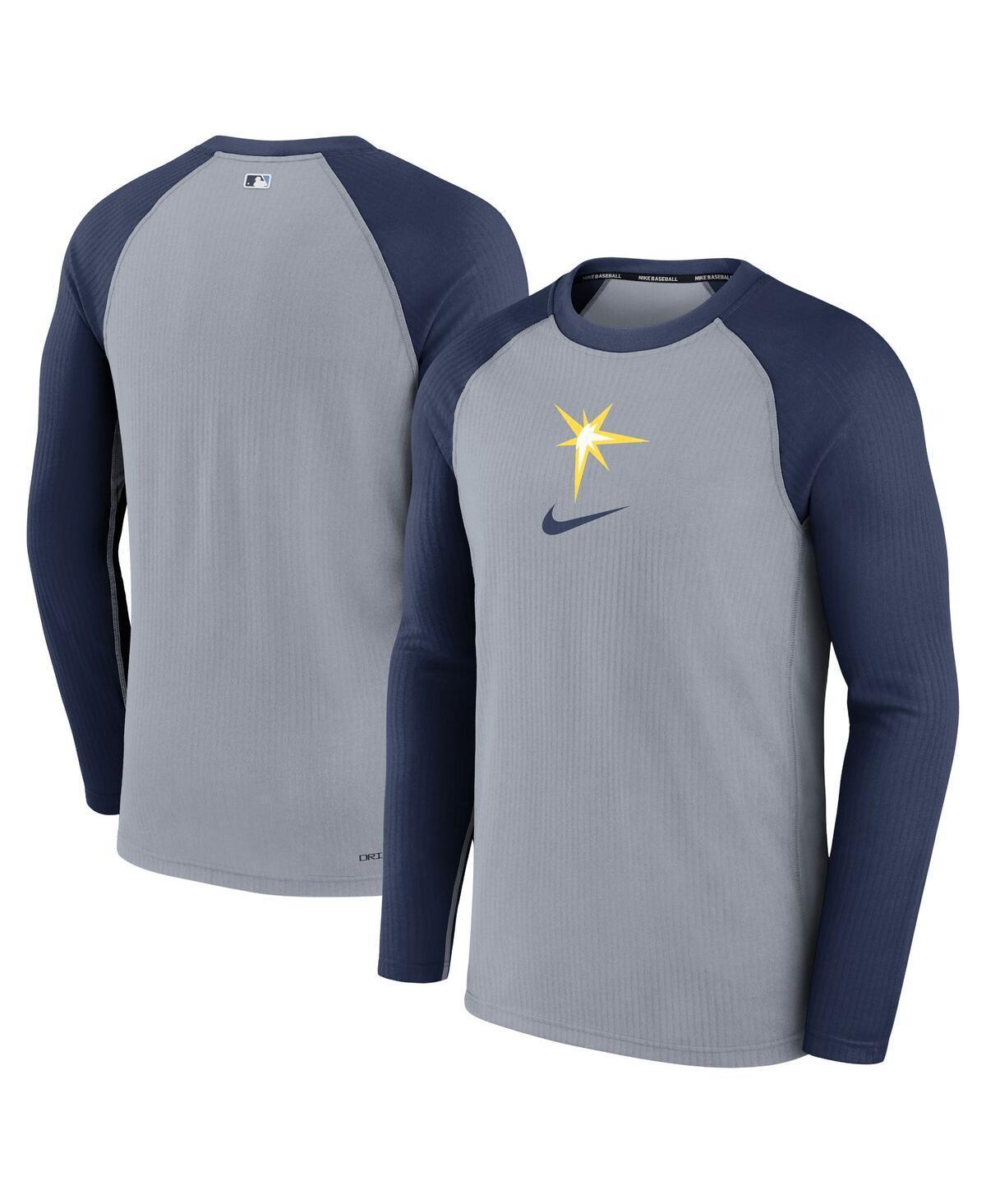 NIKE Men's  Gray Milwaukee Brewers Authentic Collection Game Raglan Performance Long Sleeve T-shirt Product Image