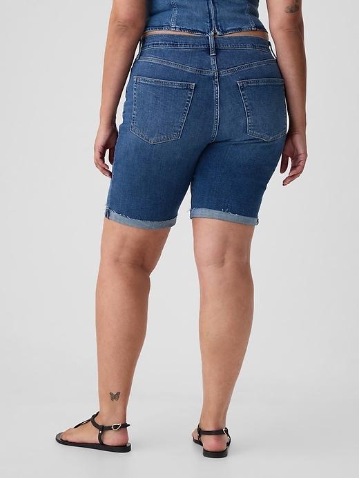 9" High Rise Denim Bermuda Shorts Product Image