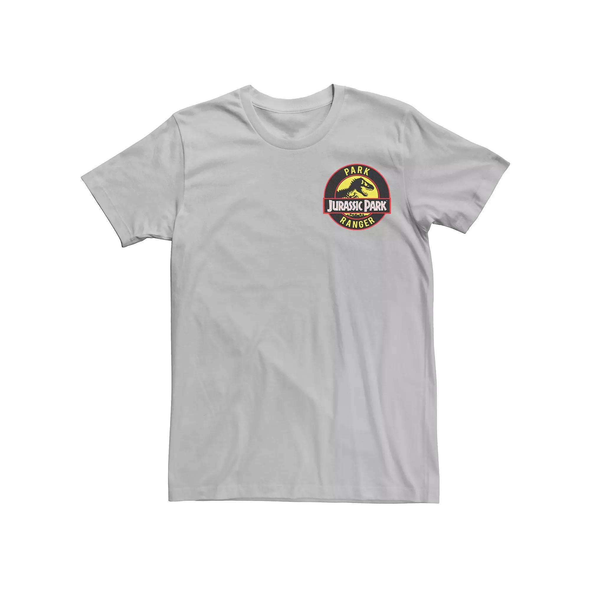 Men's Jurassic Park Ranger Logo Black Badge Tee, Size: Large, Silver Product Image