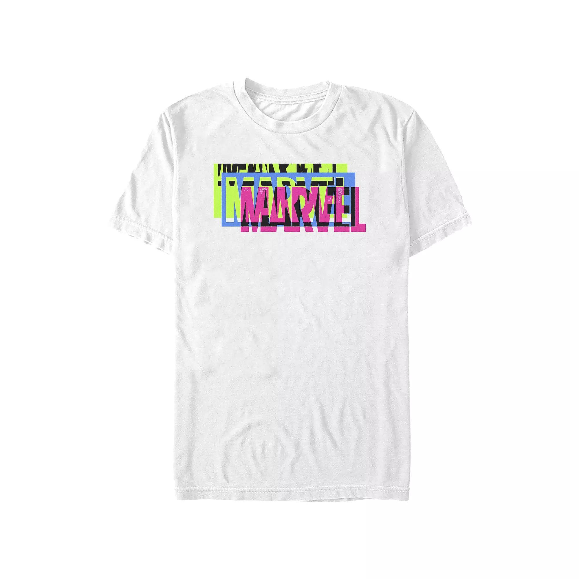 Juniors' Marvel Triple Logo Boyfriend Graphic Tee, Women's, Size: Large, White Product Image
