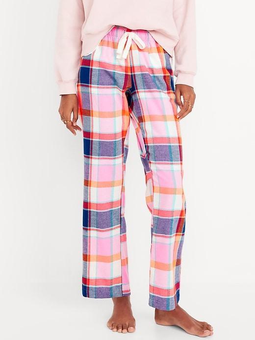 Mid-Rise Flannel Pajama Pants for Women Product Image