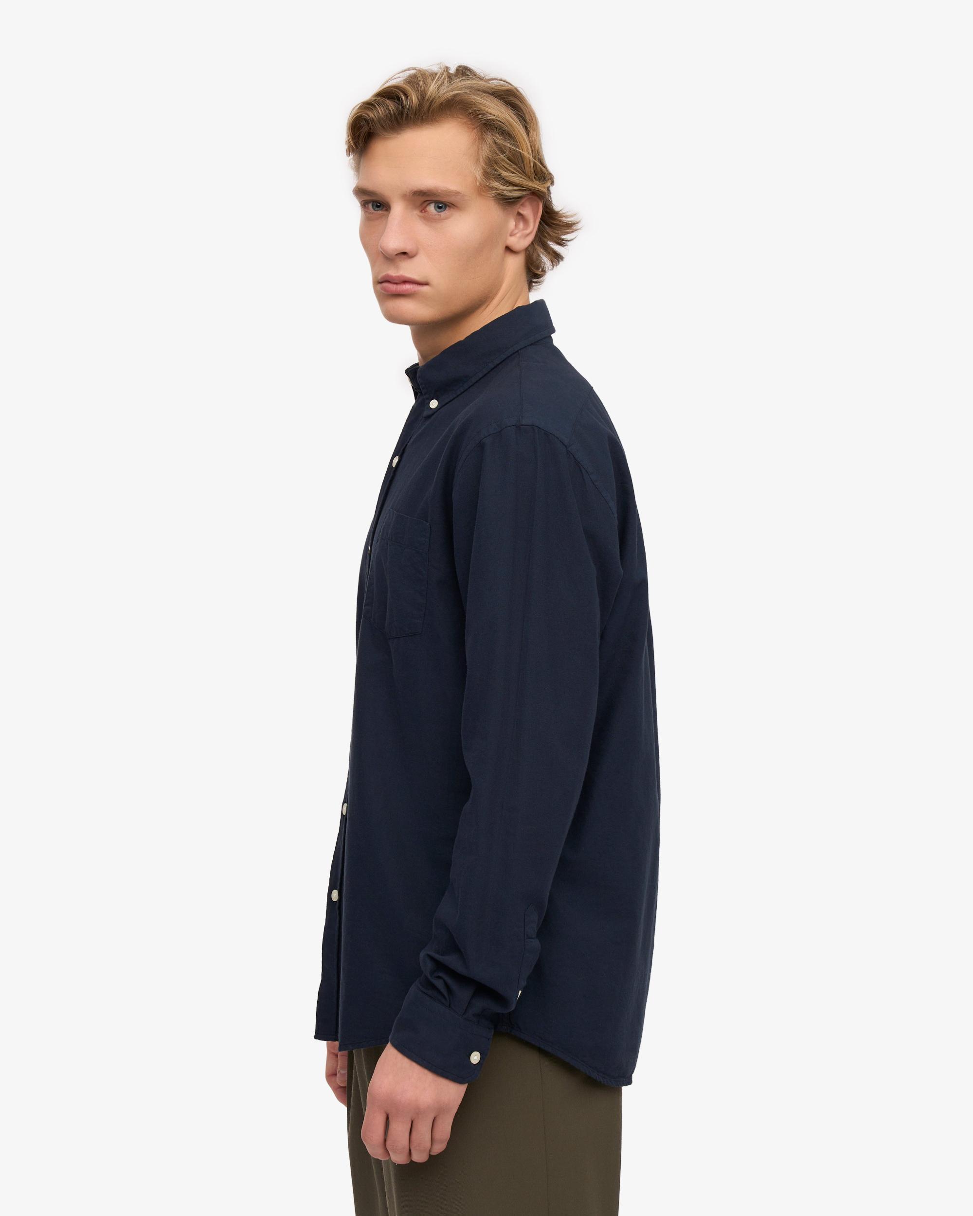 Organic Button Down Shirt - Navy Blue Product Image