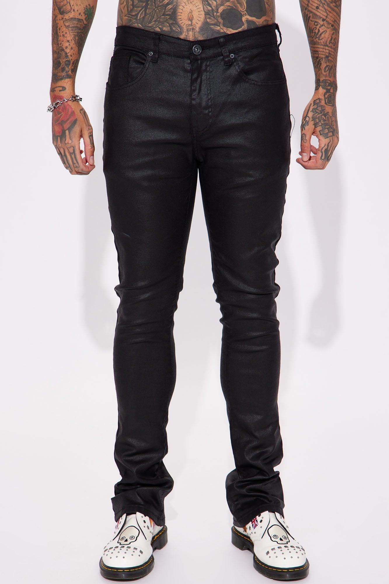 As I Do Waxed Stacked Skinny Flare Jeans - Black Product Image