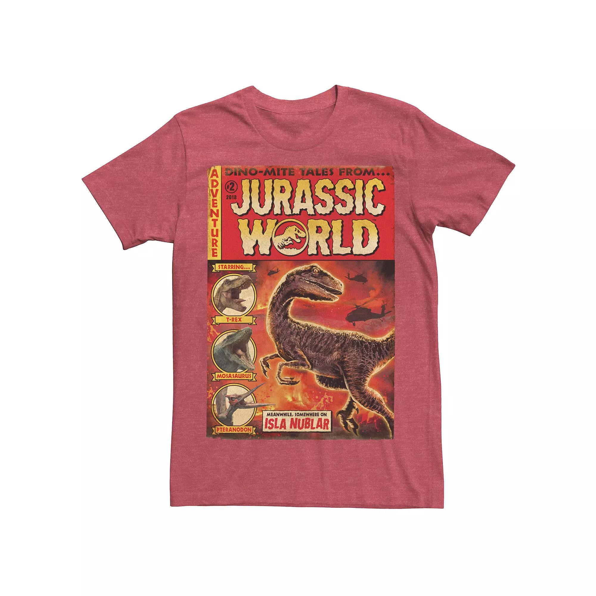 Men's Jurassic World Two Dino-Mite Tales Vintage Tee, Size: XXL, Red Grey Product Image