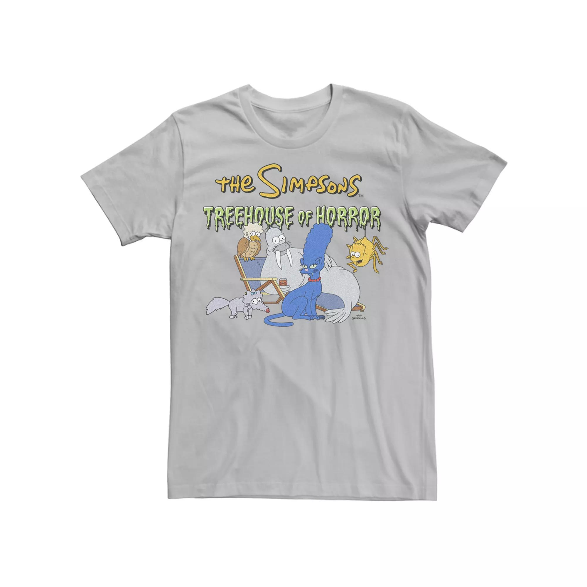Men's The Simpsons Halloween Treehouse of Horror Island of Dr. Hibbert Cast Tee, Size: Small, Silver Product Image