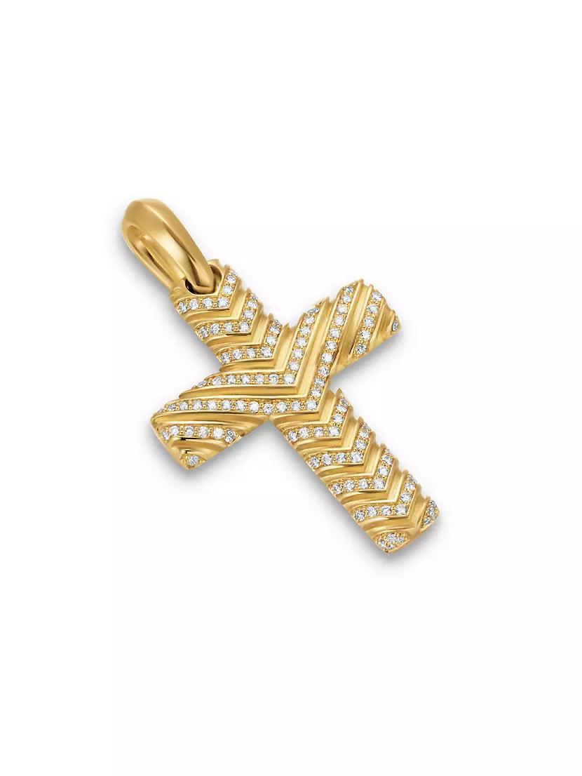 Chevron Cross Pendant in 18K Yellow Gold Product Image