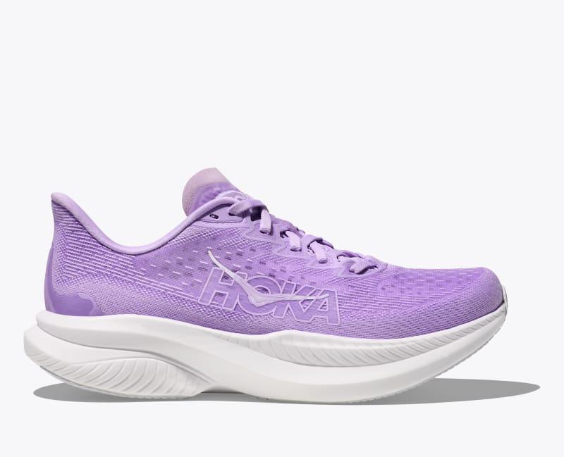 HOKA Womens Mach 6 Shoes in Frost/Rose Gold, Size 9 Product Image