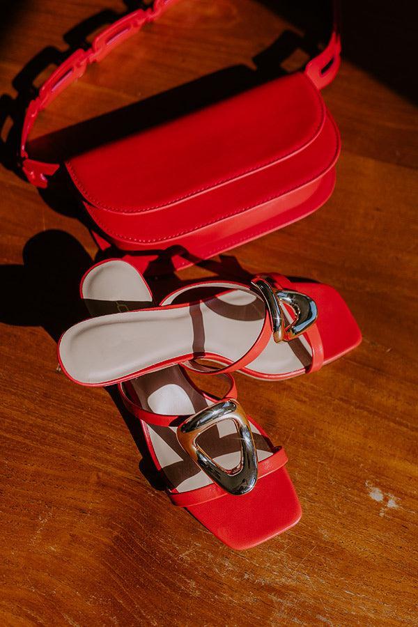 The Stella Faux Leather Heel in Red Product Image