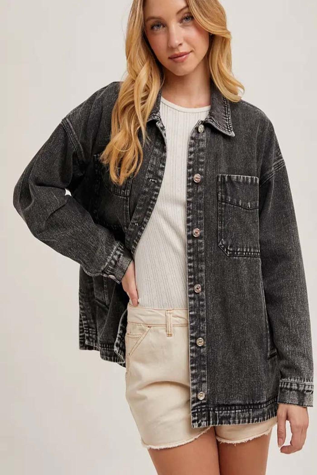 Button Down Shirt Denim Jacket Product Image