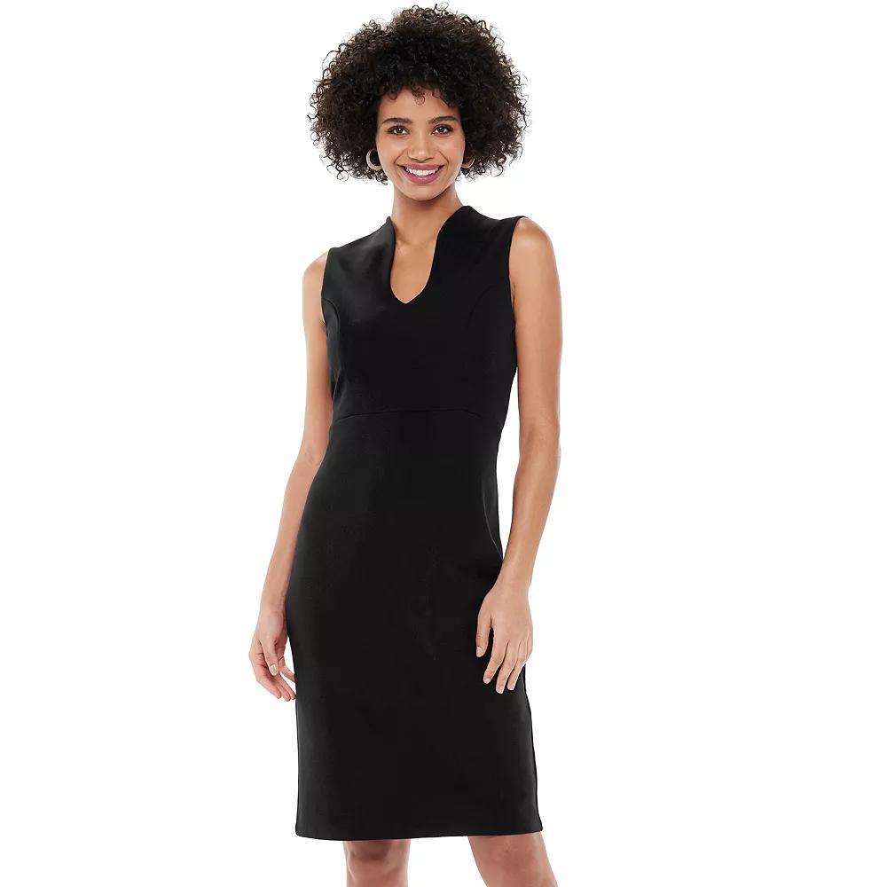 Women's Nina Leonard U-Neck Midi Sheath Dress, Size: Small, Black Product Image