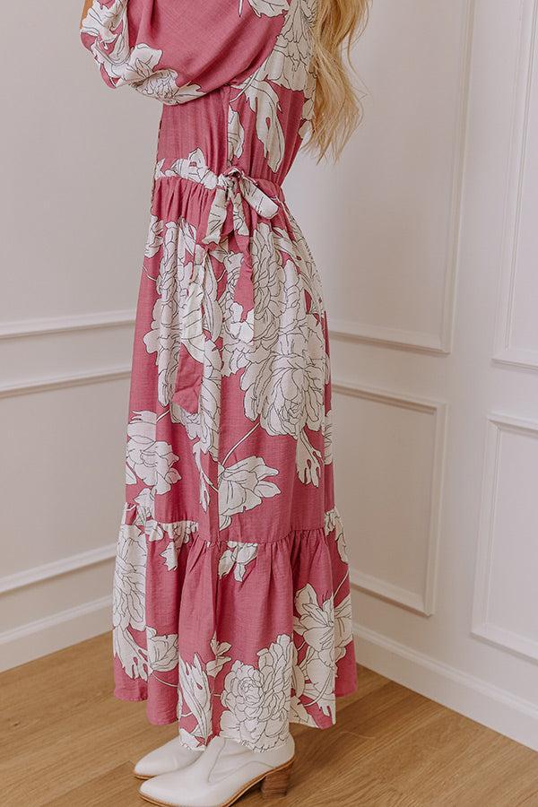 Bistro Bound Floral Midi Dress in Blush Product Image