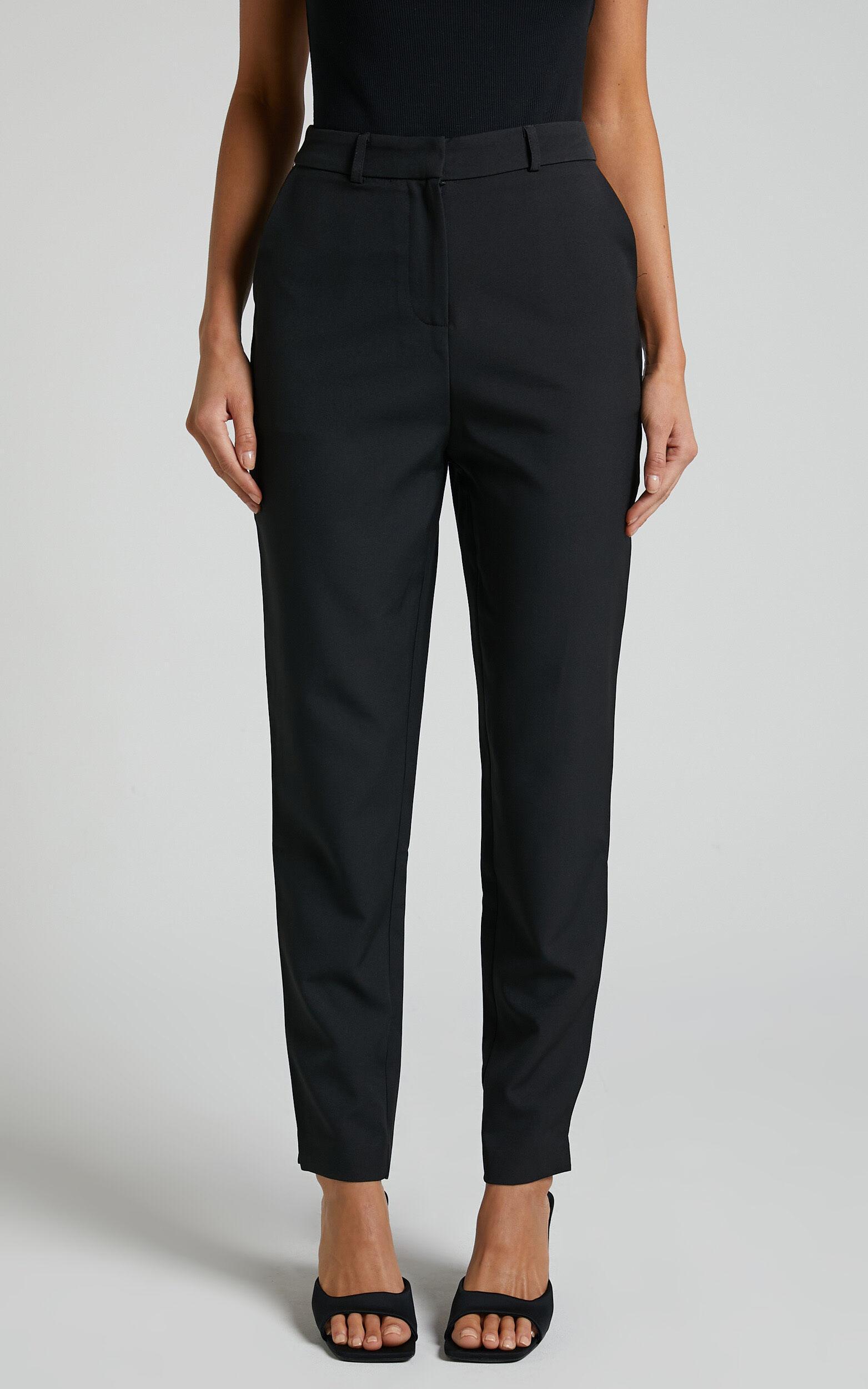 Hermie Pants - High Waisted Cropped Tailored Pants in Black Product Image