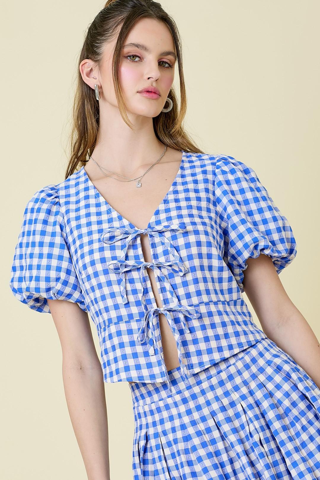 Gingham Bow Top Product Image