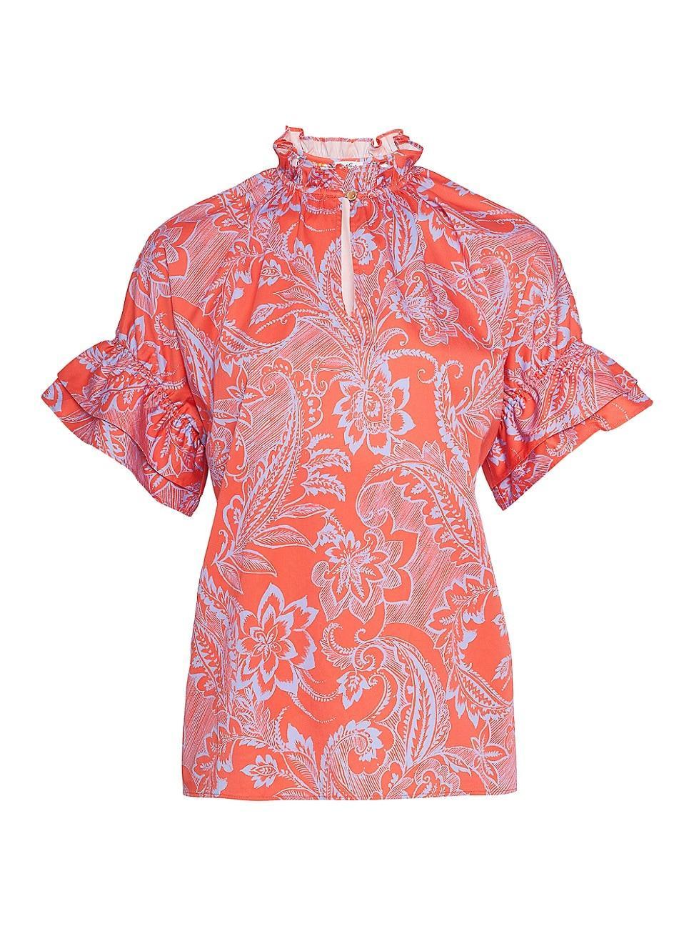 Womens Paige Printed Cotton-Blend Top Product Image