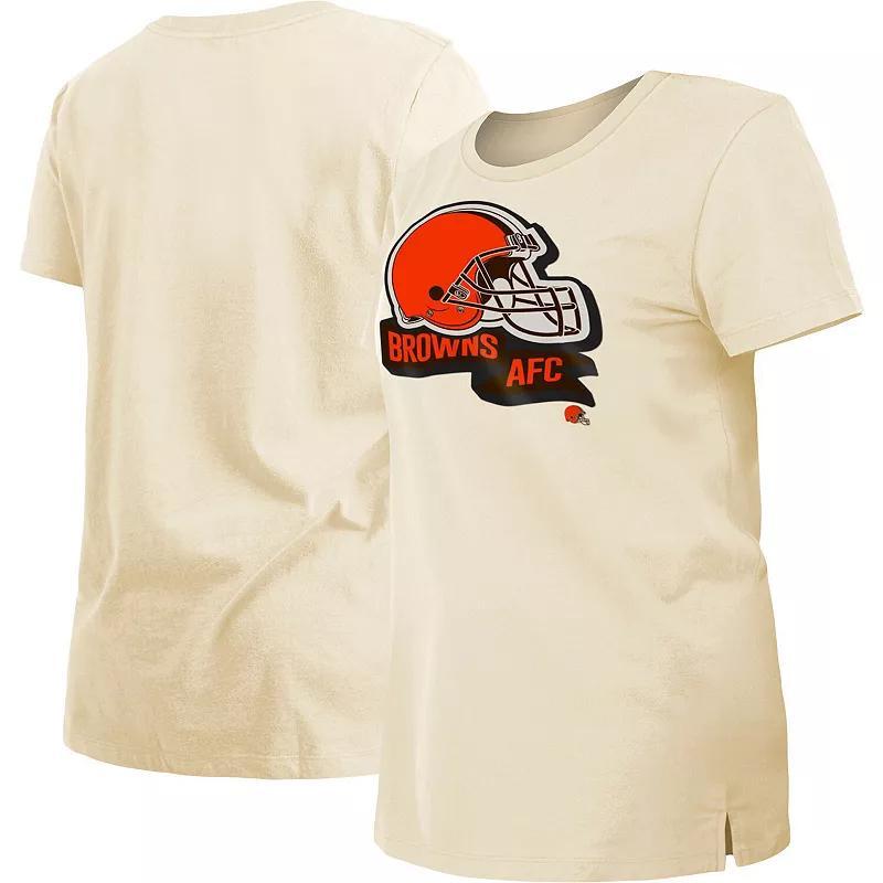 Women's New Era Cream Cleveland Browns Chrome Sideline T-Shirt, Size: XL, Beige Product Image