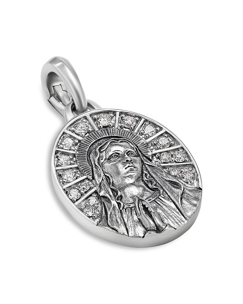 David Yurman Mens Sterling Silver Amulets Diamond Mary Medallion Product Image