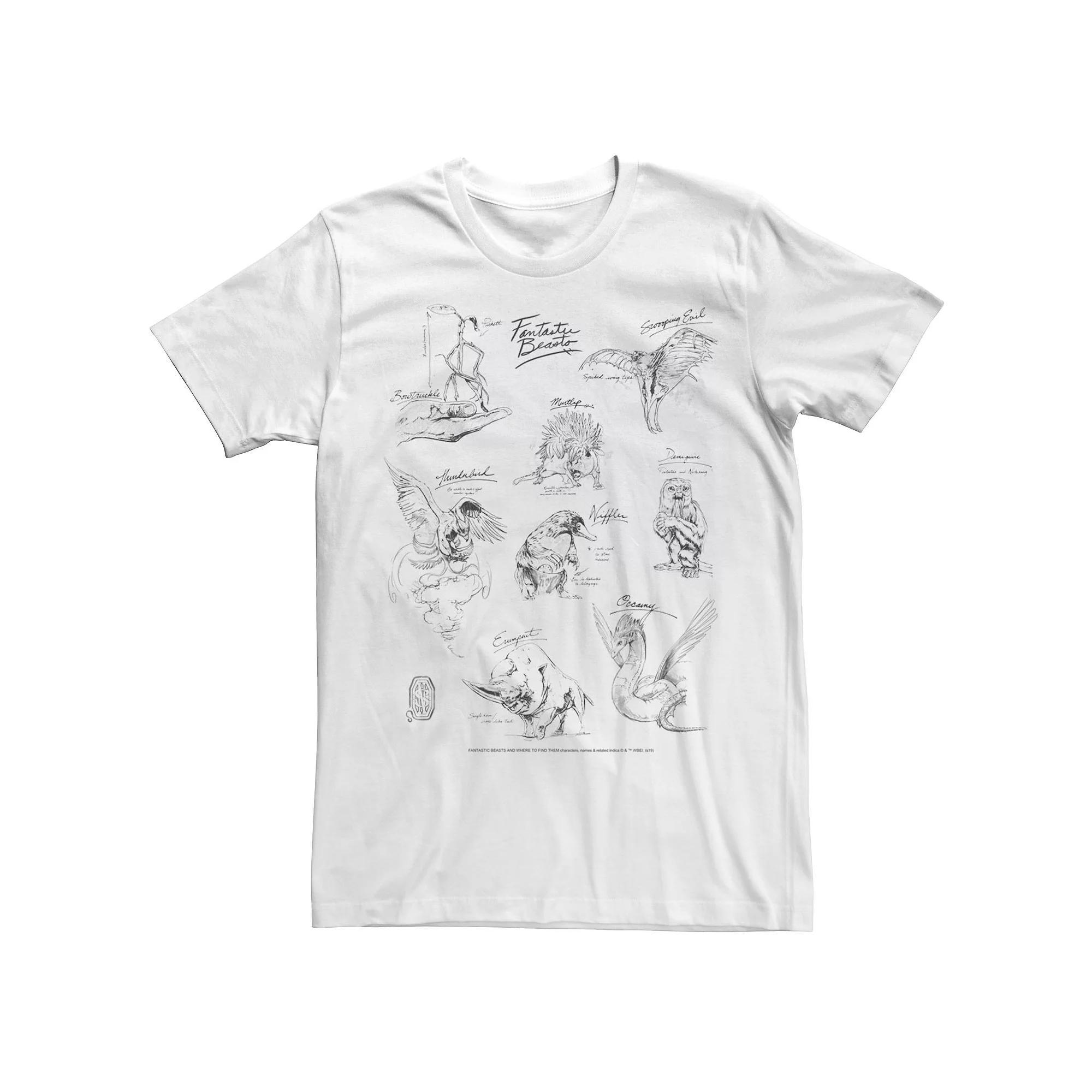 Men's Harry Potter Fantastic Beasts Animal Sketch Collage Graphic Tee,  Product Image