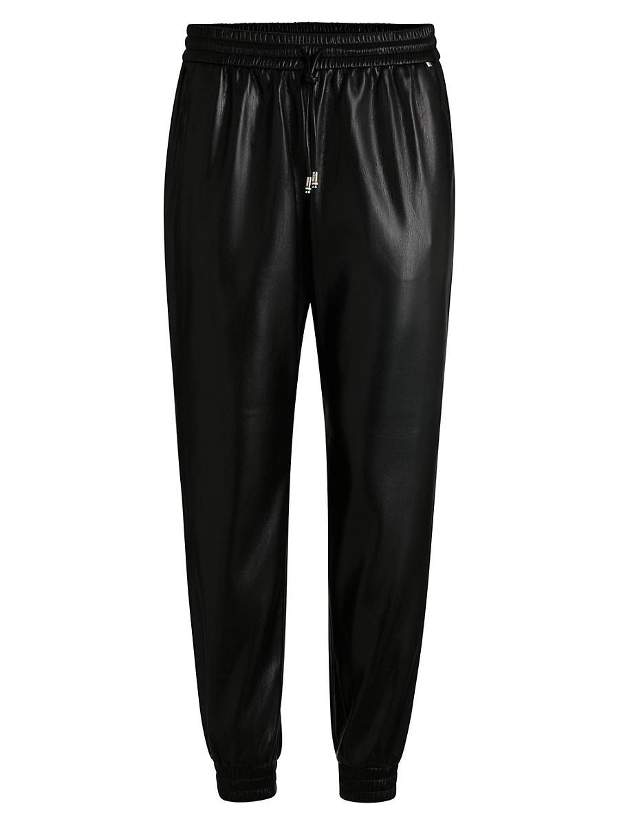 Womens Faux-Leather Trousers with Drawcord Waist Product Image