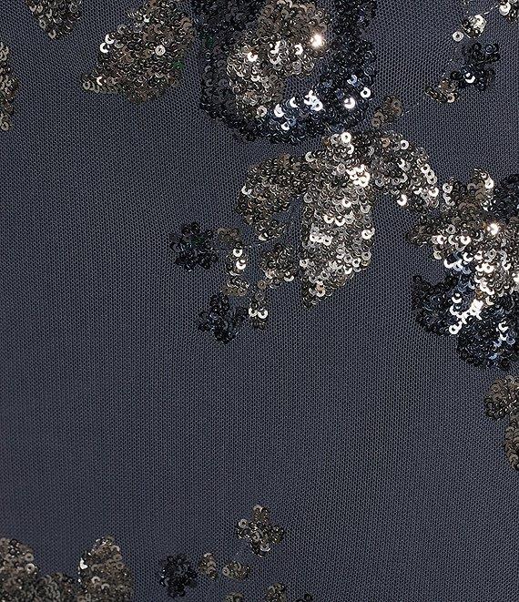 Ignite Evenings Chiffon Overlay Scoop Neck Capelet Sleeve Sequin Sheath Dress Product Image