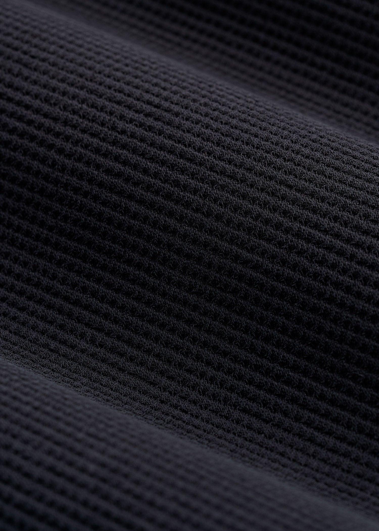 Cropped Long Sleeve Waffle Shirt for Tall Women in Black Female Product Image