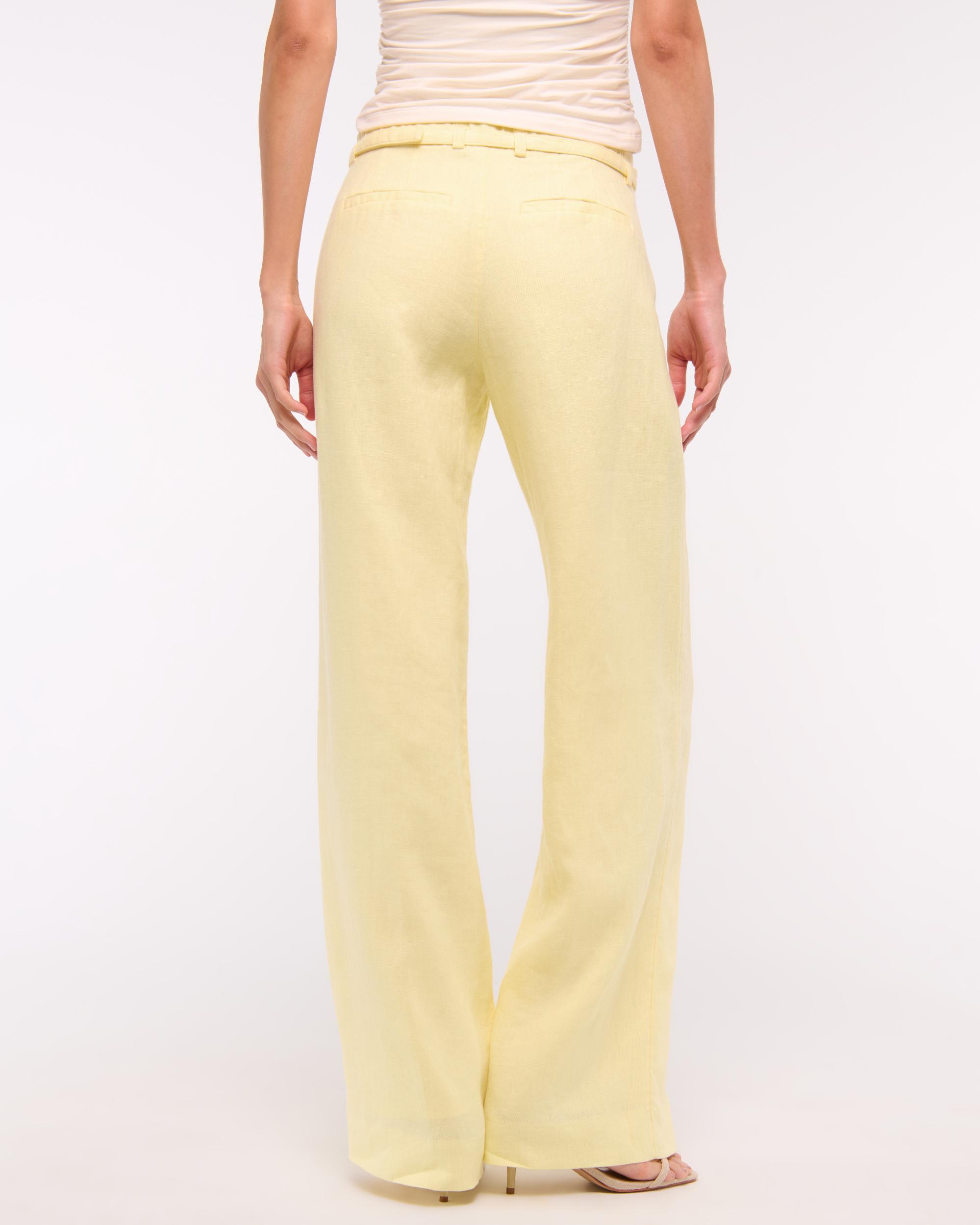 Premium Linen Belted Wide Leg Pant Product Image