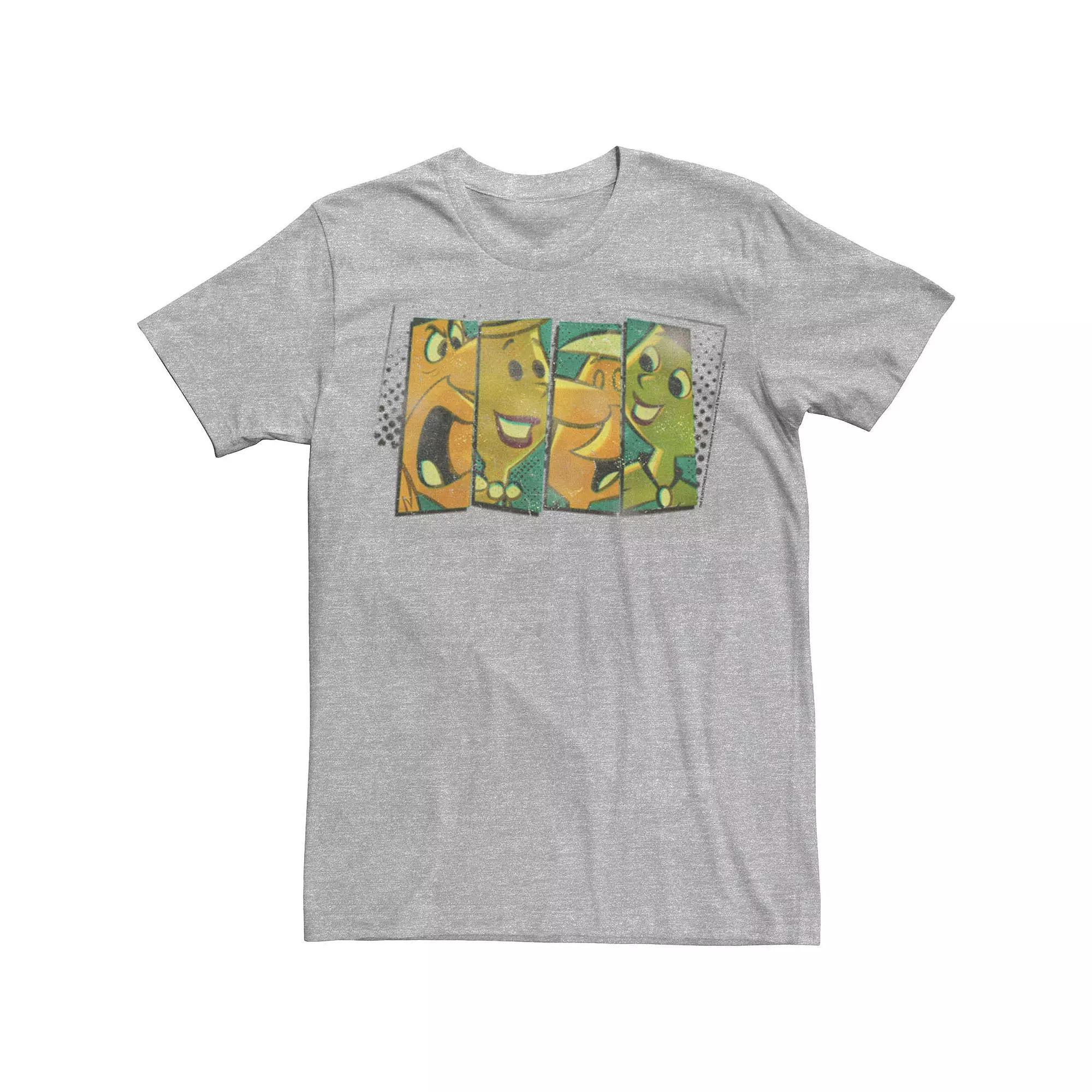 Mens The Flintstones Vintage Character Panels Tee Athletic Grey Product Image