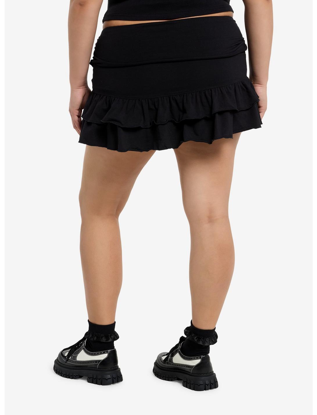 Black Low Rise Tiered Skirt Plus Size Product Image