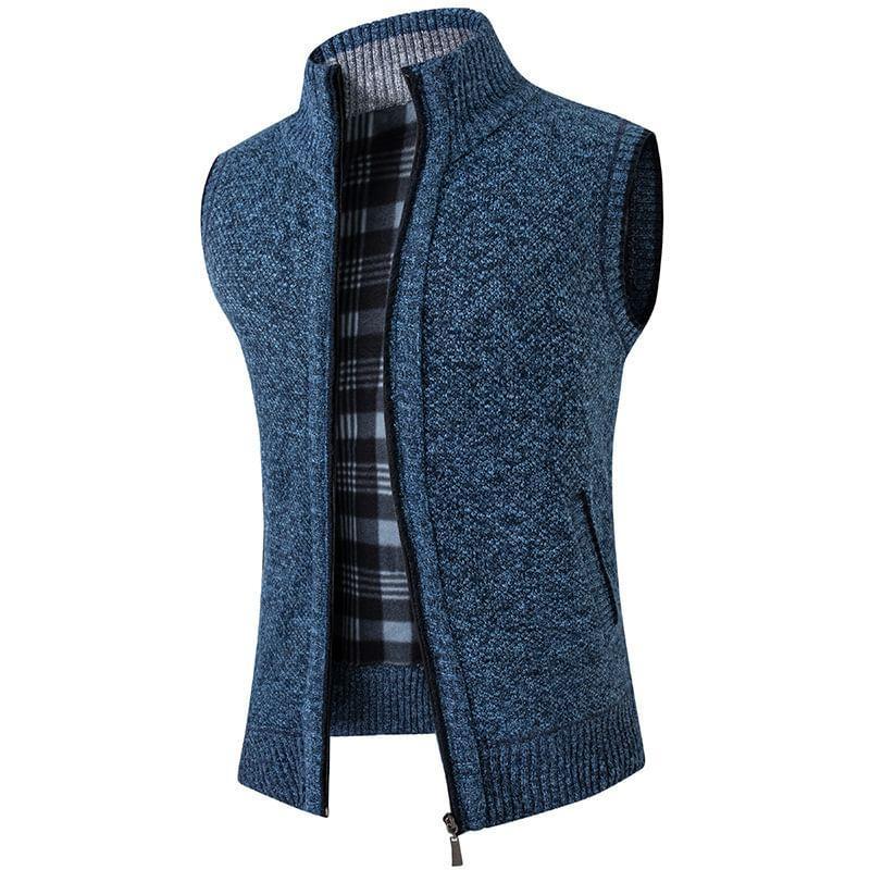 Stand Collar Plain Zip Sweater Vest Product Image
