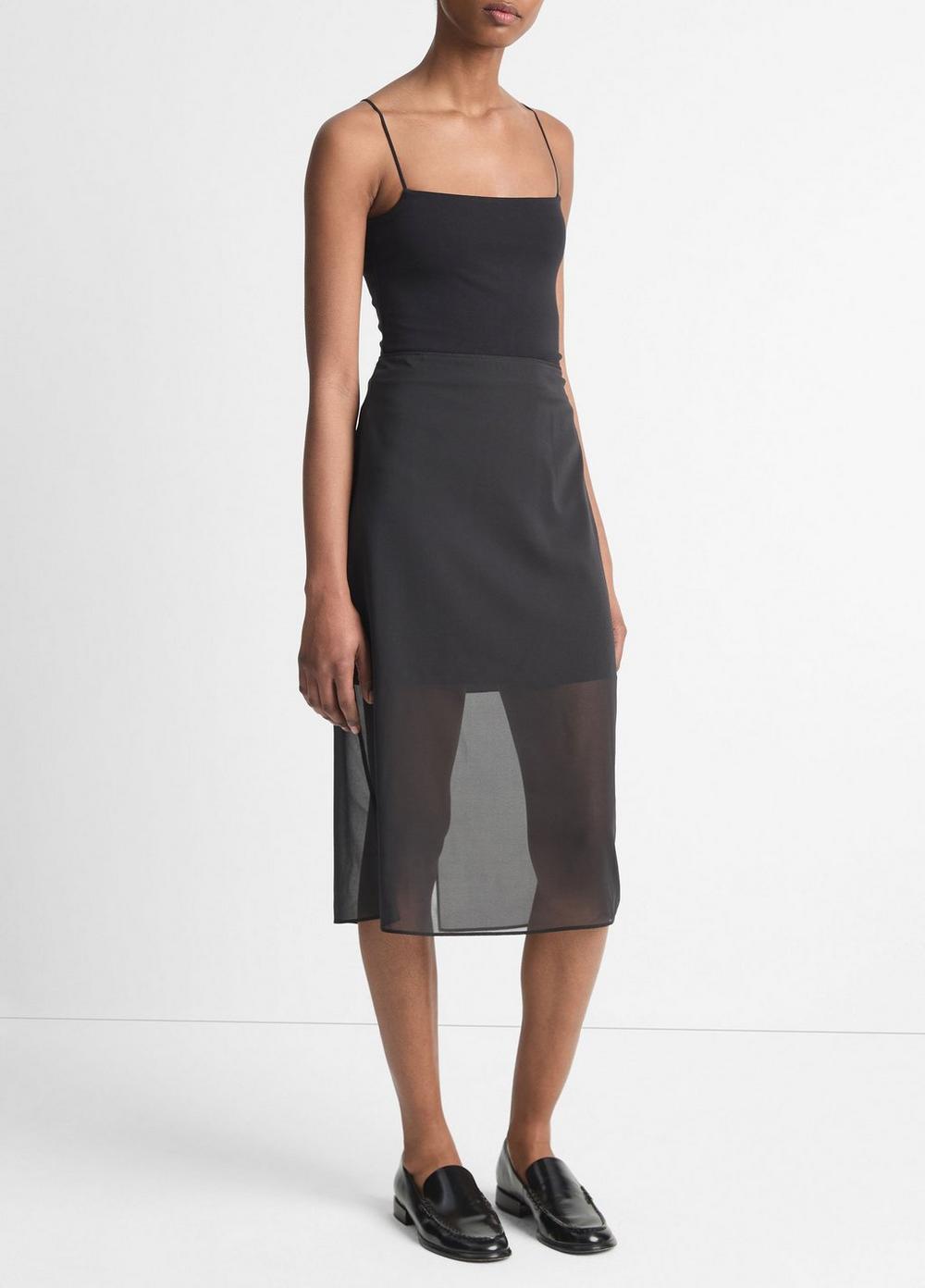 Sheer Stretch-Silk Overlay Skirt Product Image