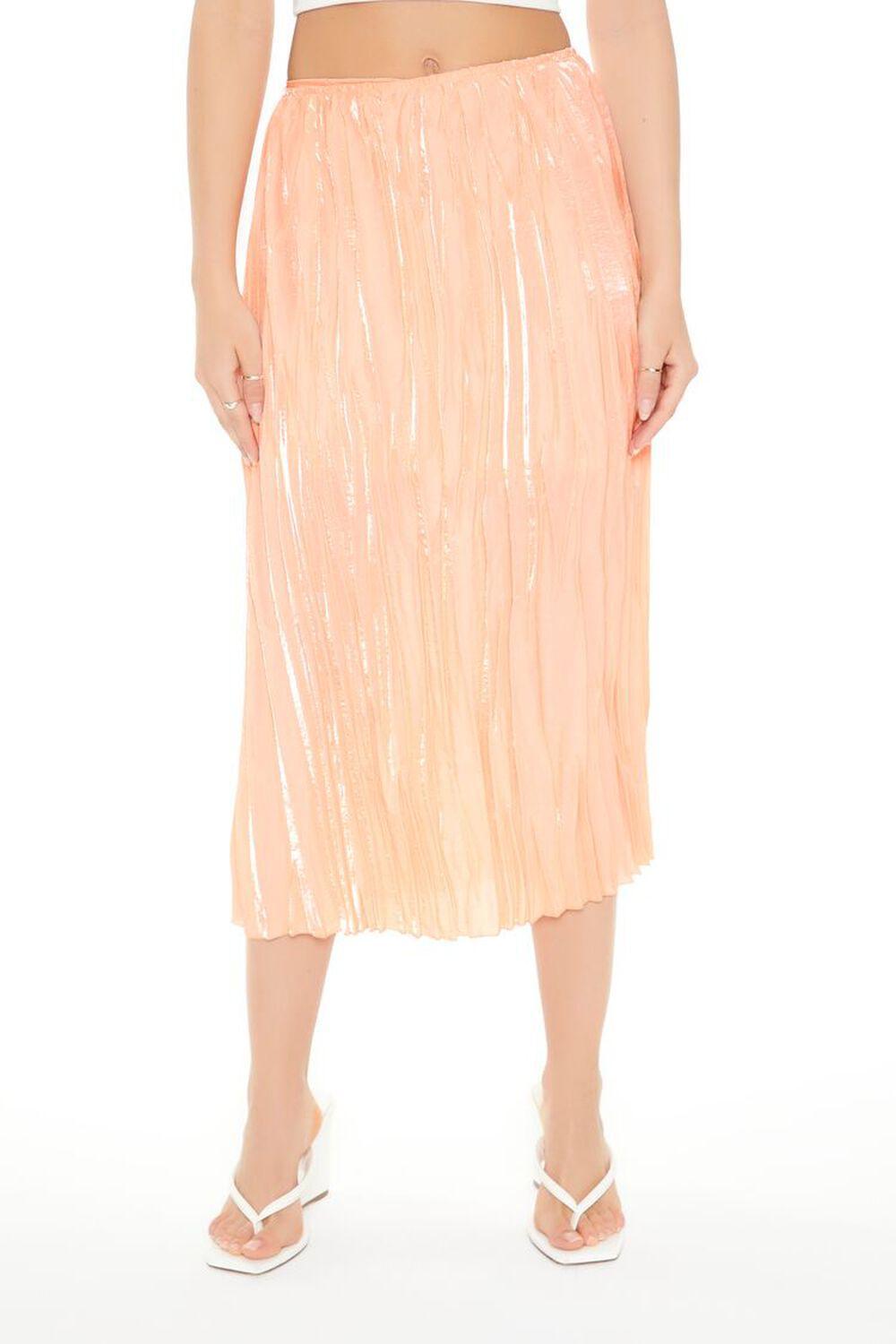 Crinkled High-Rise Midi Skirt | Forever 21 Product Image