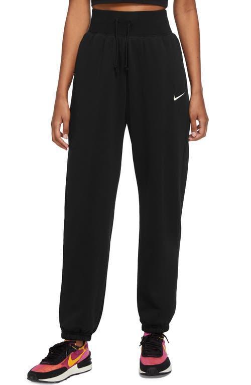 Nike Womens Style Fleece High Rise Pants - White/Black Product Image