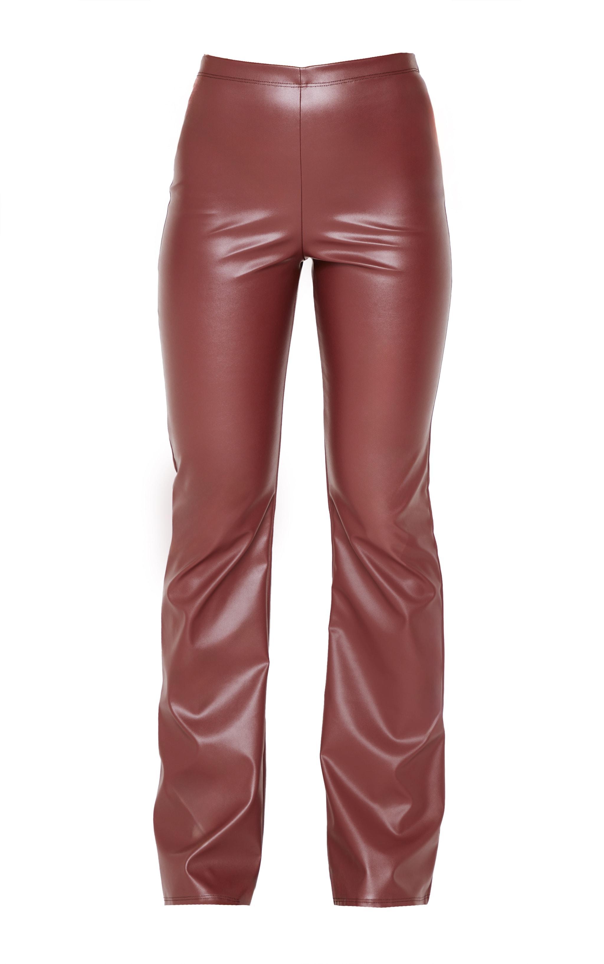 Chocolate Faux Leather High Waisted Flares Product Image