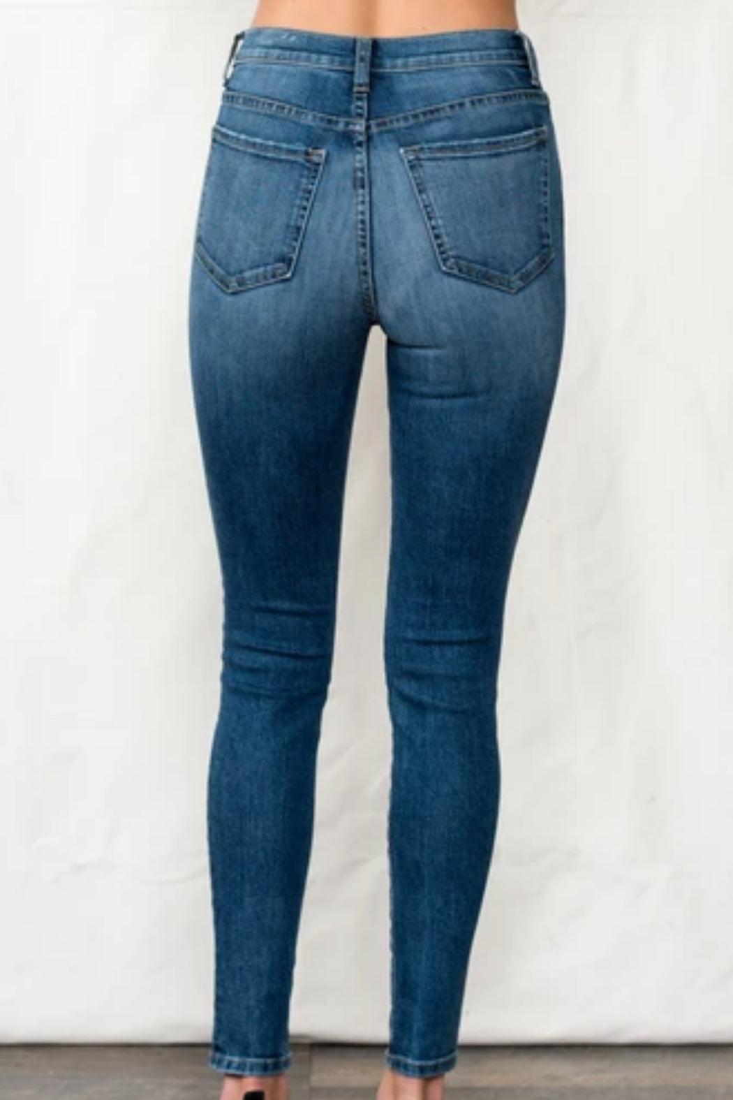 Mid Rise Skinny Jean With Distressing Product Image