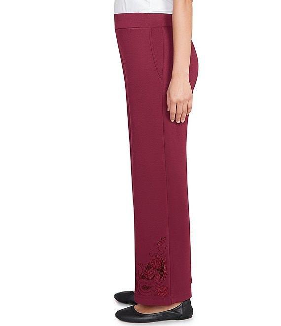 Ruby Rd. Solid Scuba Embroidered Wide Leg Pull-On Pants Product Image