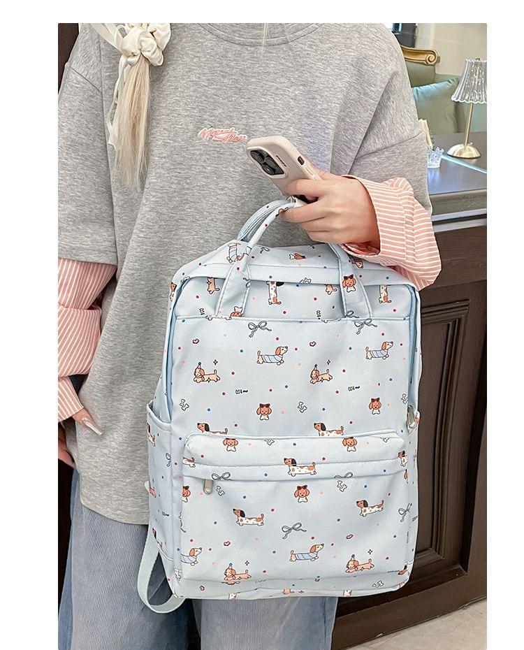 Cartoon Print Top Handle Nylon Backpack Product Image