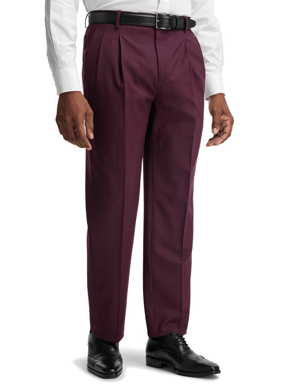 Wool Stretch Bengaline Single Breasted Peak Lapel Suit - Plum Product Image