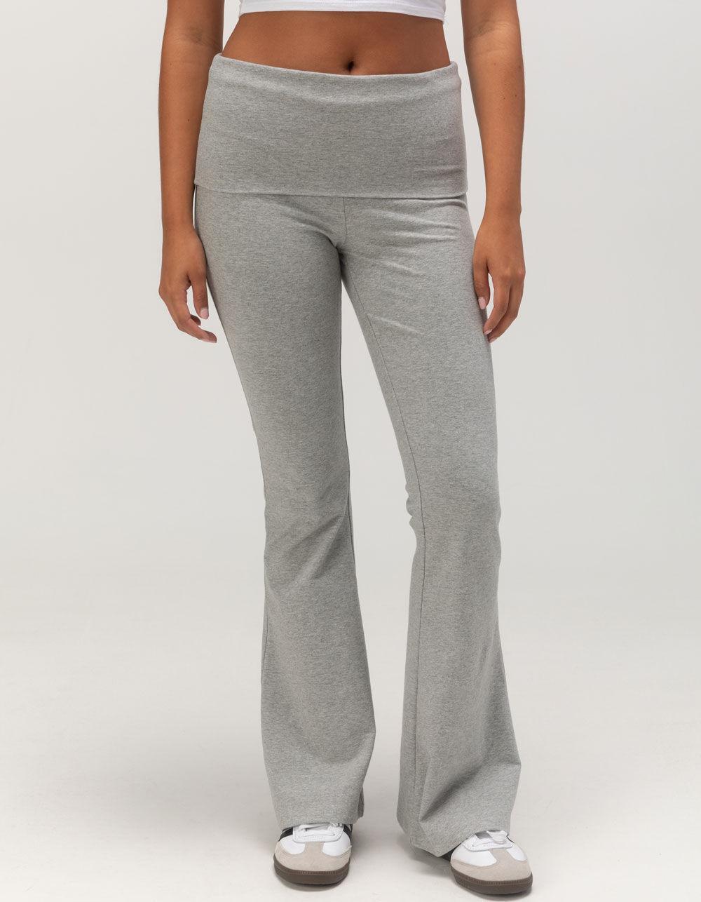 TILLYS Fold Over Flare Womens Leggings - HEATHER GRAY Product Image