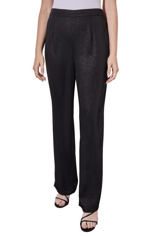 Ming Wang Plus Size Shimmer Woven Straight-Leg Side Zip Pants Product Image