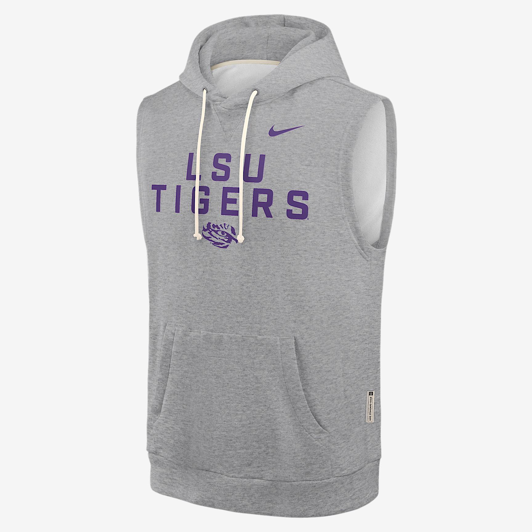 LSU Sideline Nike Men's Dri-FIT College Sleeveless Pullover Hoodie Product Image