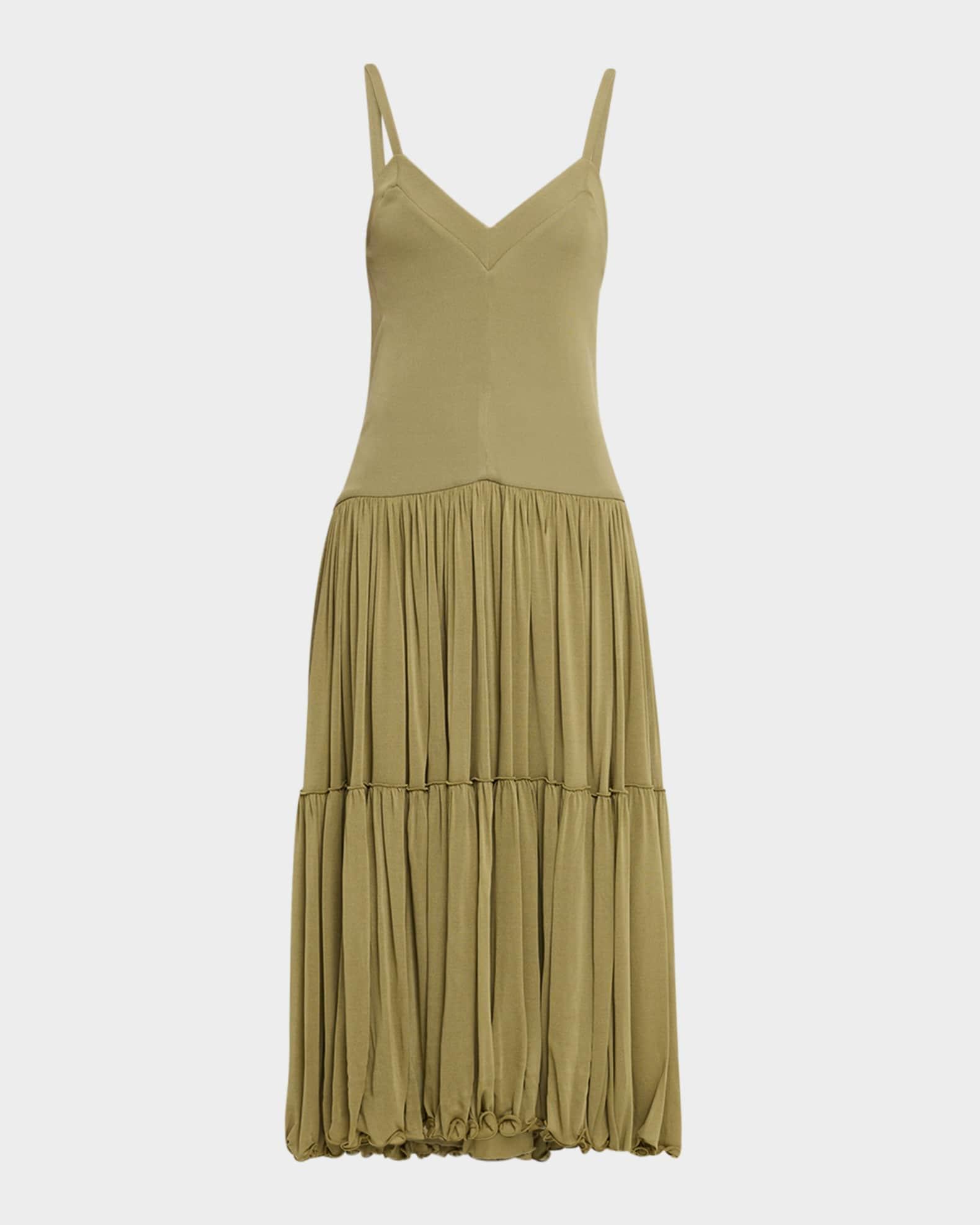 Sleeveless Drop-Waist Tiered Midi Dress Product Image