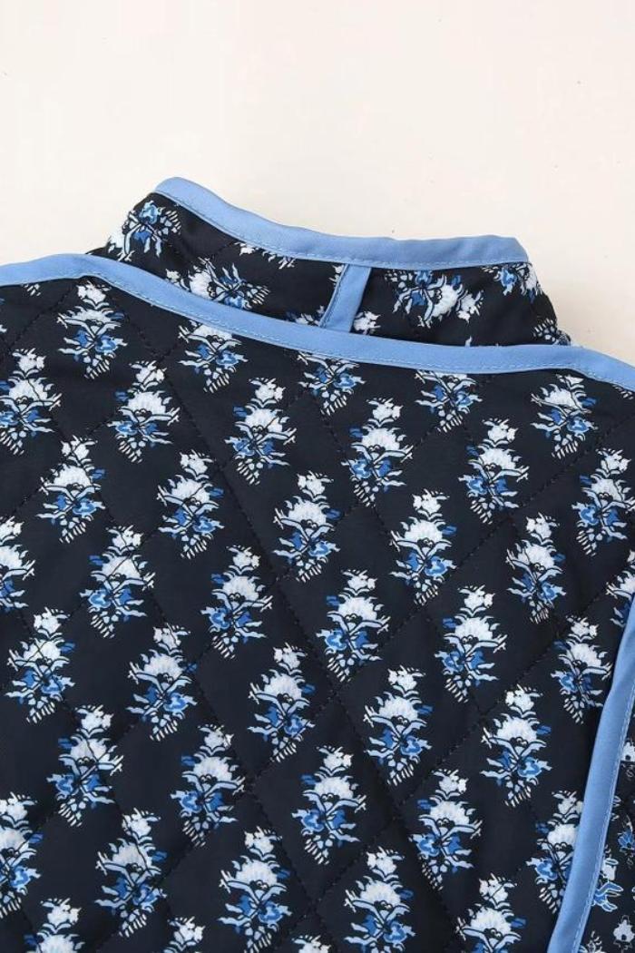 Stylish V-Neck Button Double-Sided Printed Quilted Jacket Product Image