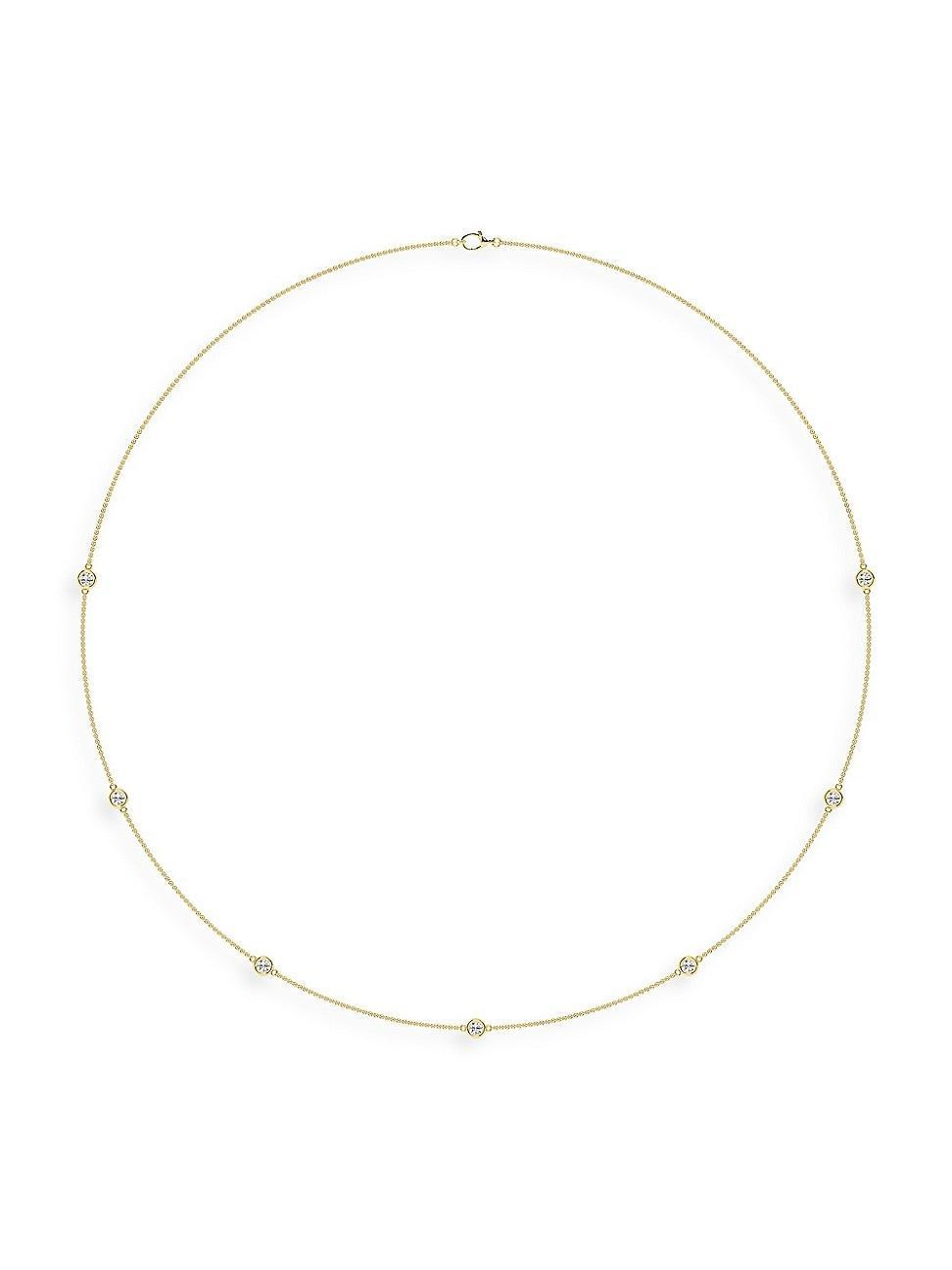 Womens 14K Yellow Gold & Lab-Grown 7-Diamond Station Necklace/0.70-2.10 TCW Product Image