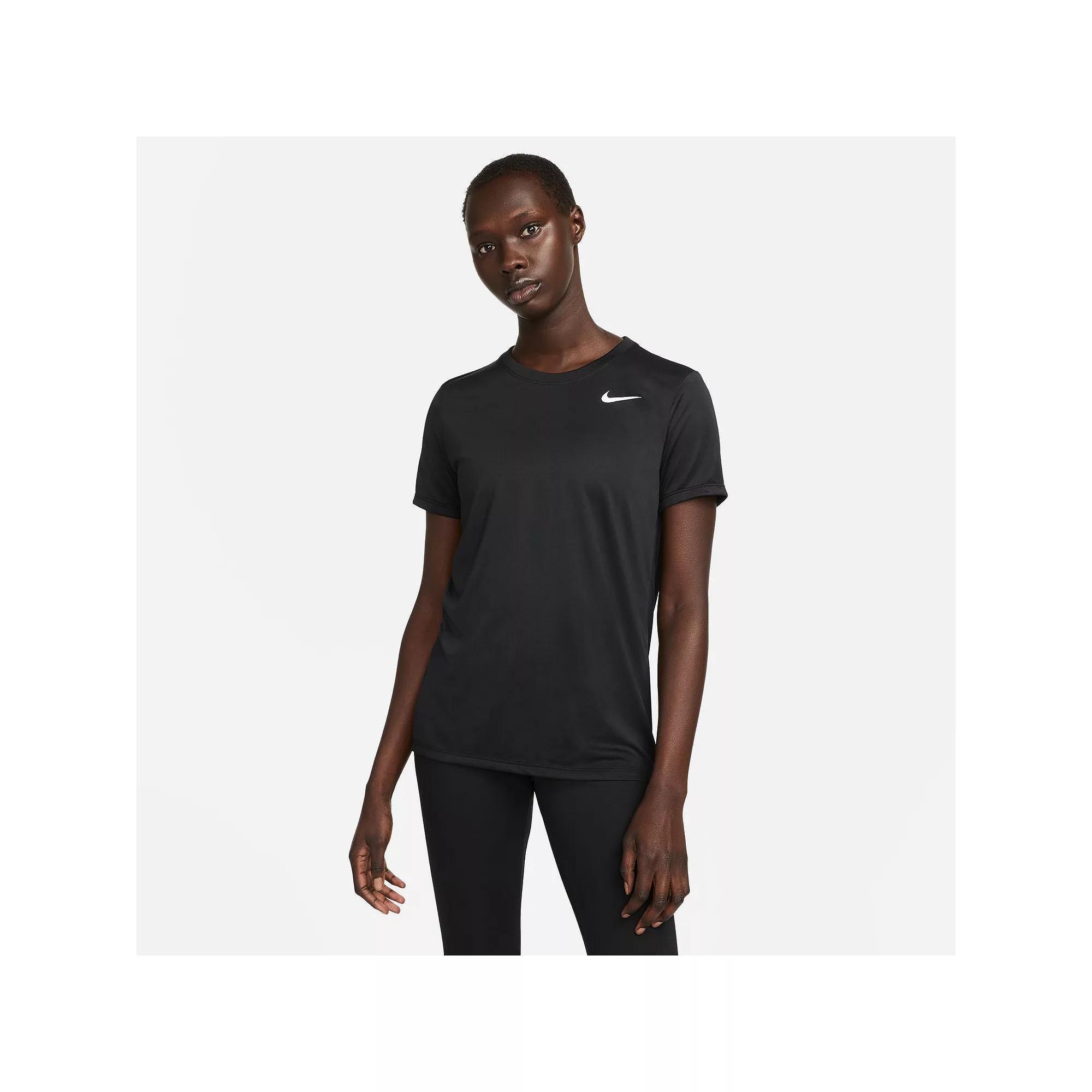 Women's Nike Dri-FIT Tee, Size: Large, Black White Product Image