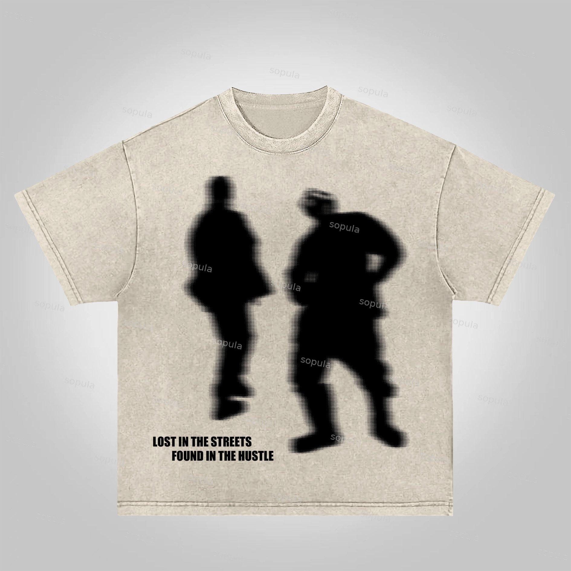 Sopula Street Outlet Abstract Character Graphics Acid Washed T-shirt Product Image