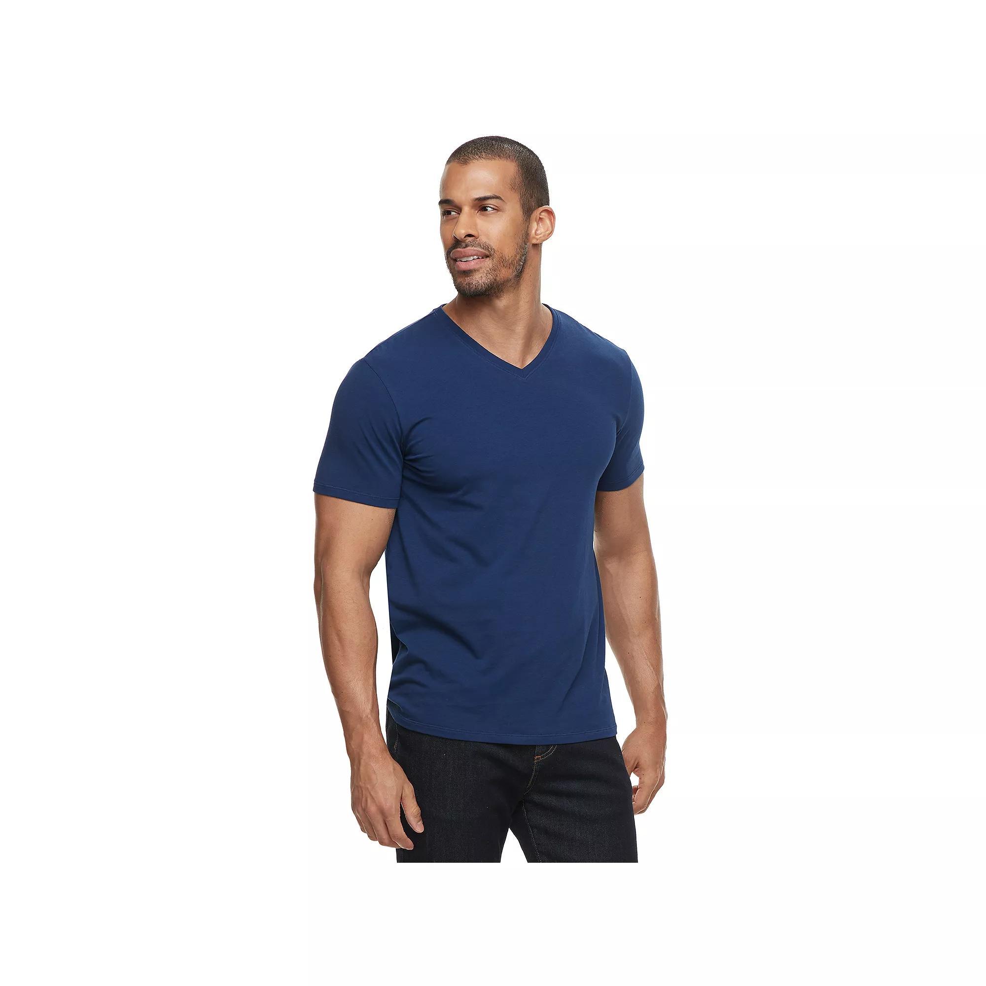 Men's Apt. 9® Premier Flex Short Sleeve V-Neck Tee, Size: Medium, Blue Navy Product Image