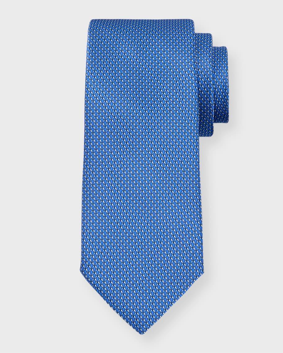 Mens Micro-Geometric Silk Jacquard Tie Product Image