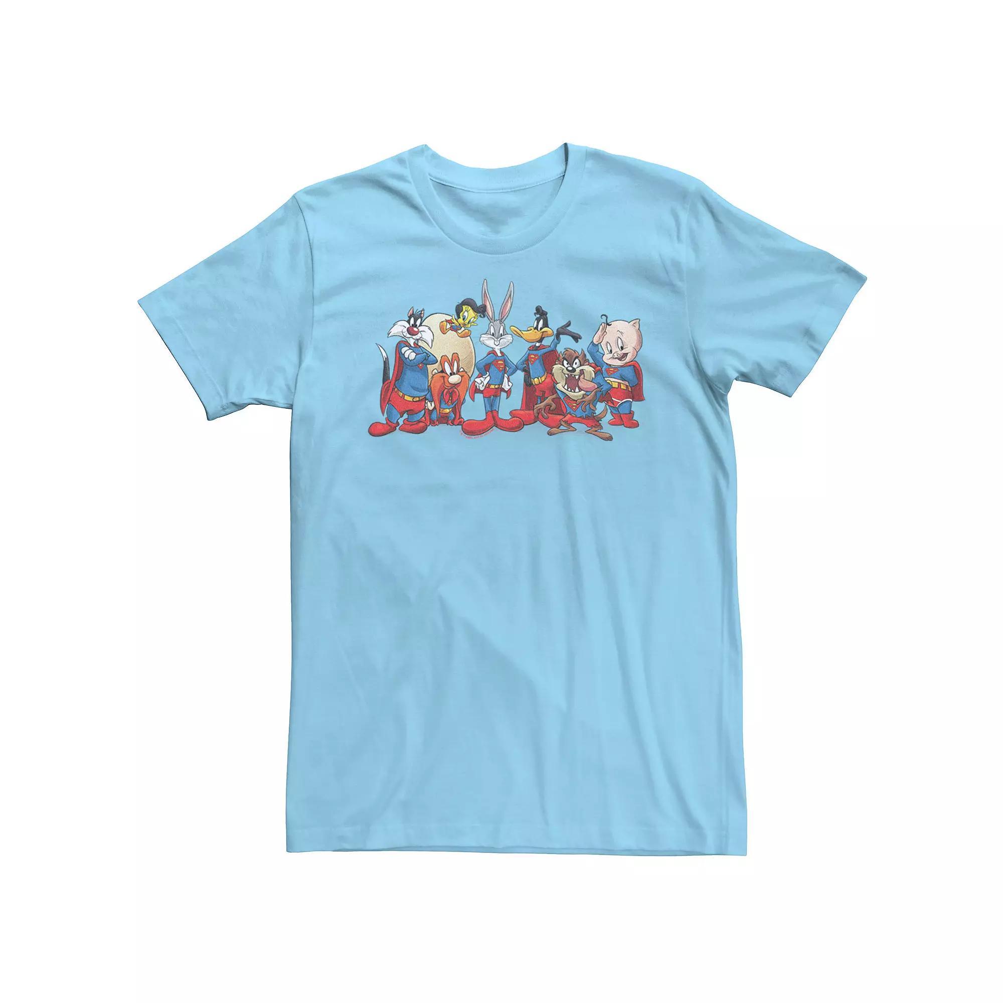 Men's Looney Tunes Team Dressed As Superman Graphic Tee, Size: Medium, Light Blue Product Image